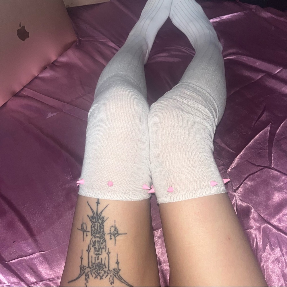 Baby pink goth spike socks
